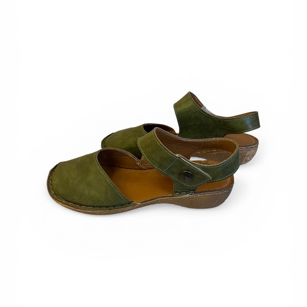 Olive Green Mary Jane Closed-Toe Sandals European Velcro Cottagecore Boho